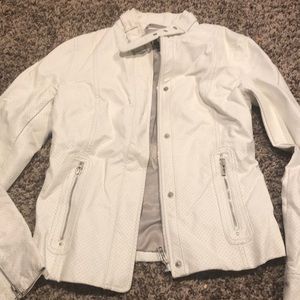 Armani exchange white leather jacket